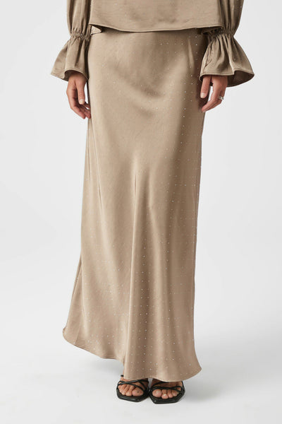 Viso Heavy Sateen Bedaz Skirt DARK TAUPE - 166890 Thumbnail