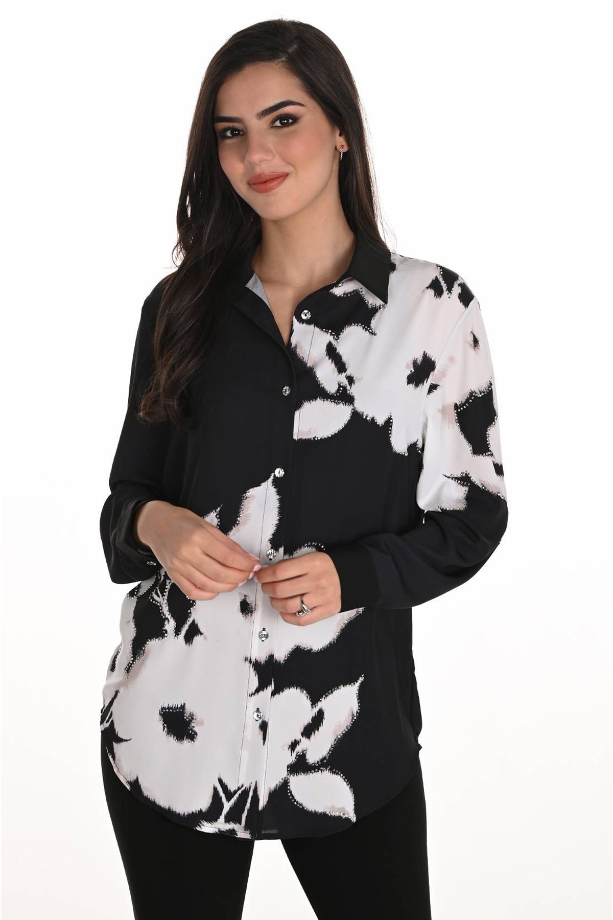 WOVEN BLOUSE Black/Off White Print - 253814