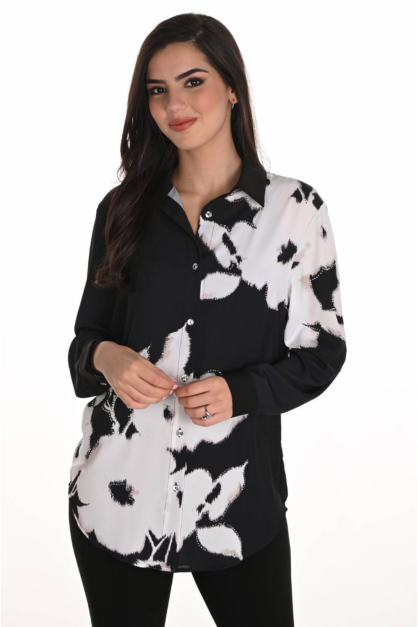 WOVEN BLOUSE Black/Off White Print - 253814