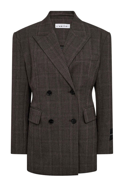 Waist Fit Check Blazer Mocca - HL10844 Thumbnail