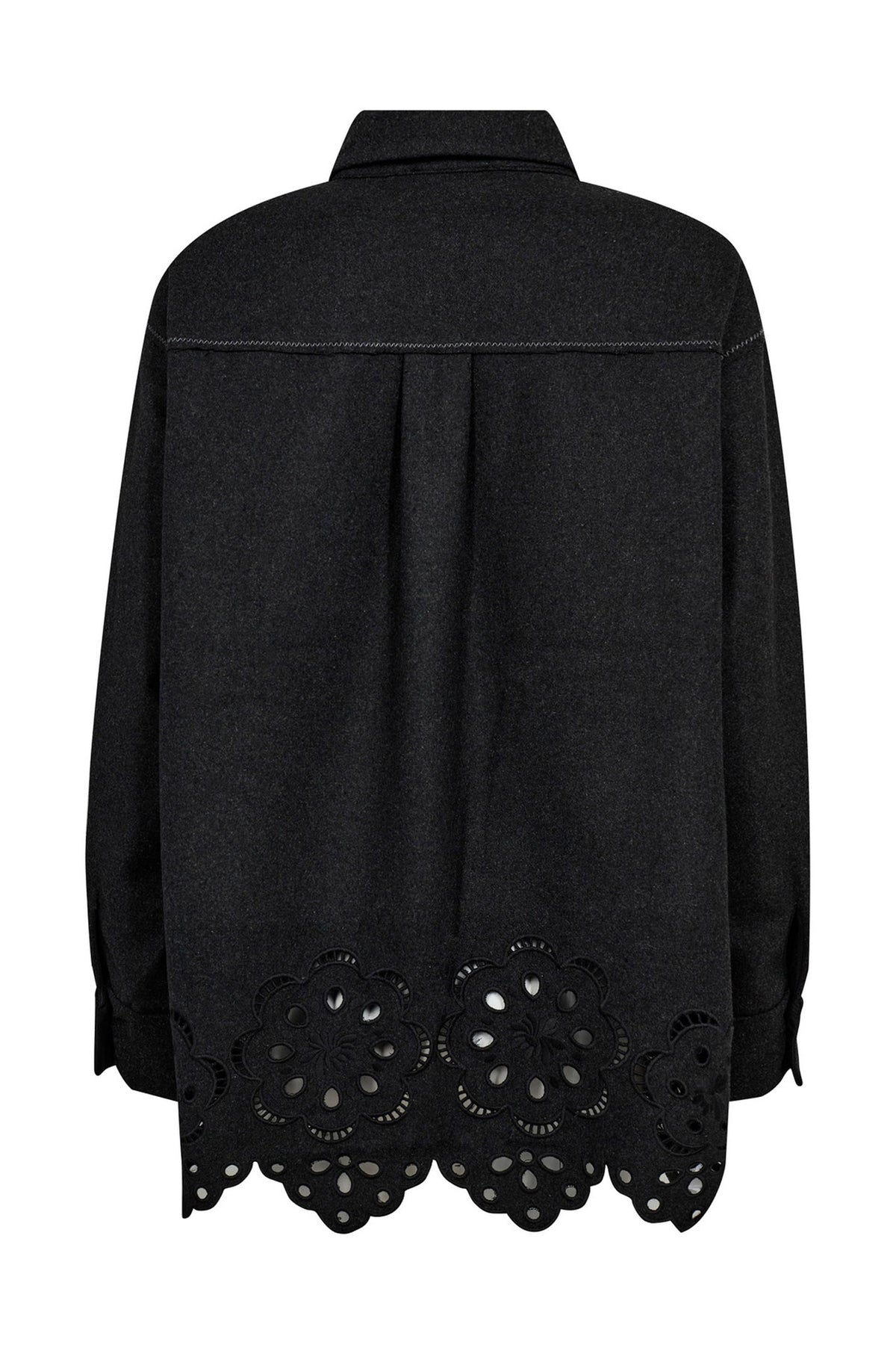 WarrenCC Wool Embroidery Shirt 140-Dark Grey - 35151