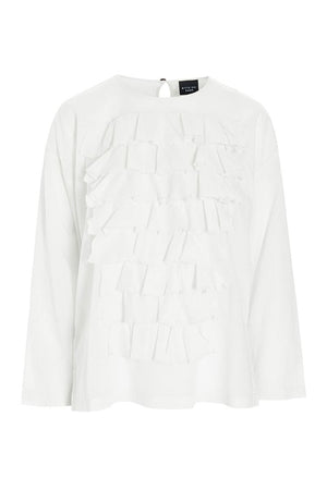 Washi voile bluse med flæser LILY WHITE - 257-2357-5428