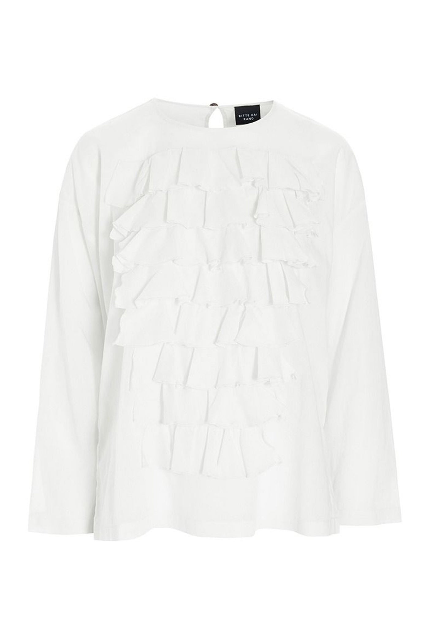 Washi voile bluse med flæser LILY WHITE - 257-2357-5428