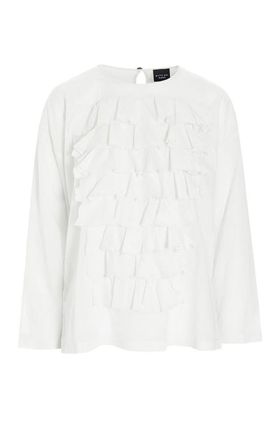 Washi voile bluse med flæser LILY WHITE - 257-2357-5428 Thumbnail