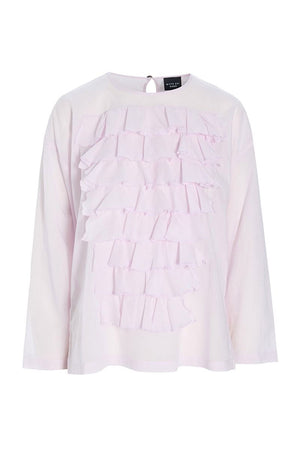 Washi voile bluse med flæser Blush - 257-2357-5428