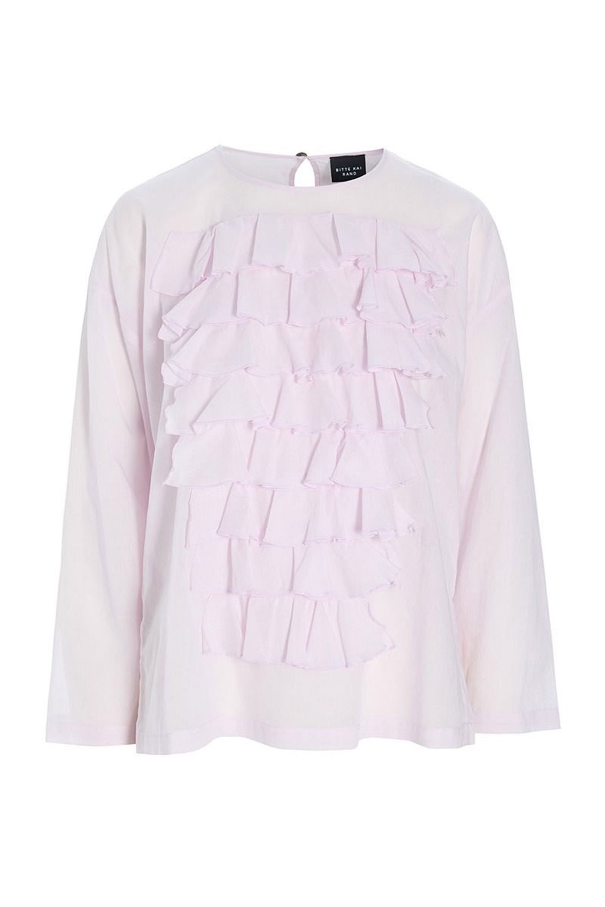 Washi voile bluse med flæser Blush - 257-2357-5428
