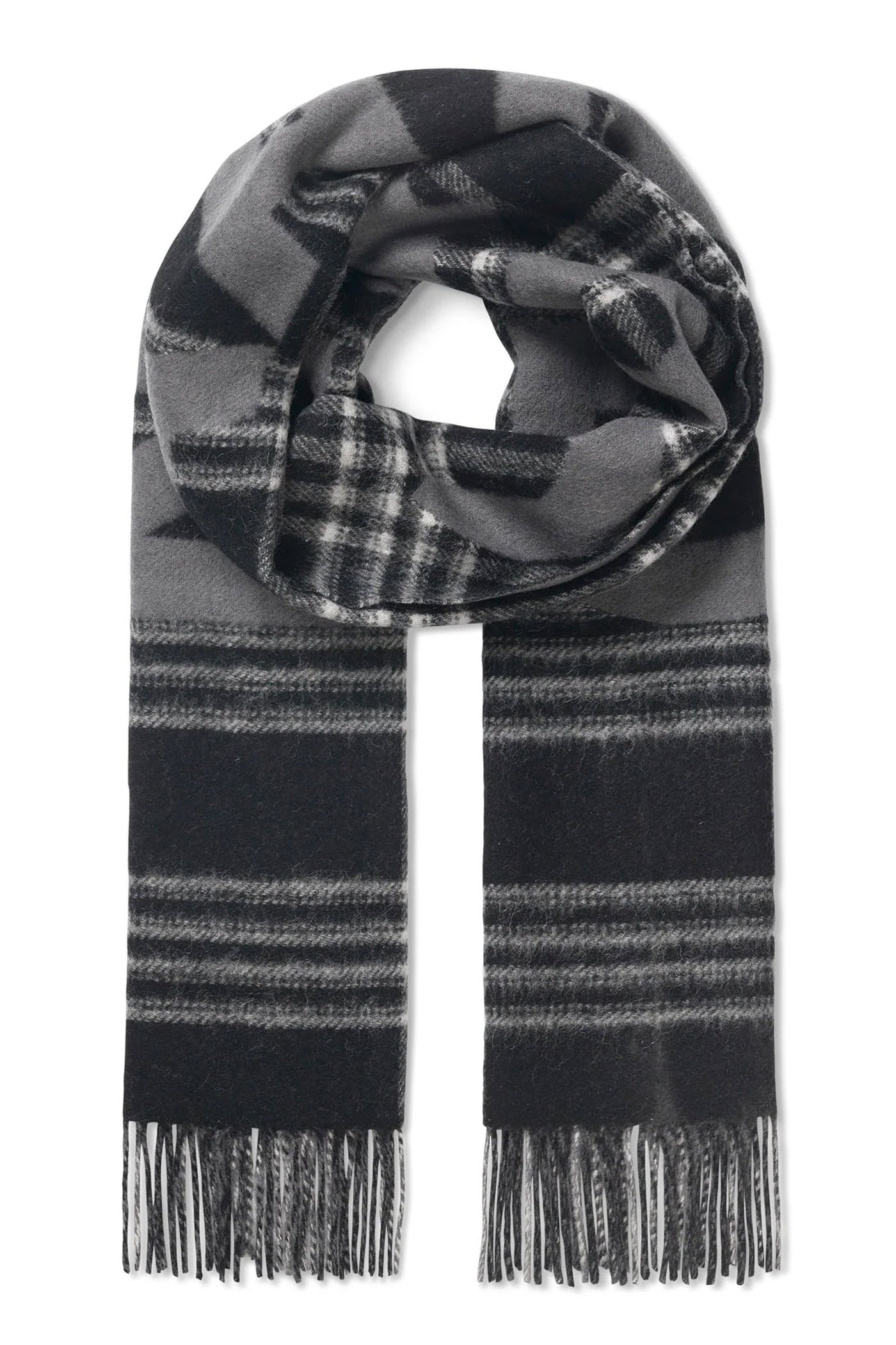 Woven Wool Logo Scarf Black/Vanilla - 205315