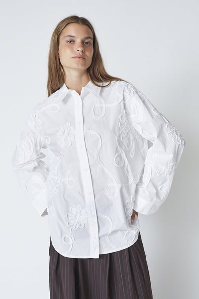 XavierCC Flower Shirt 4000-White Thumbnail