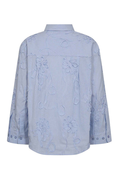 XavierCC Stripe Flower Shirt 23-Pale Blue - 45040 Thumbnail