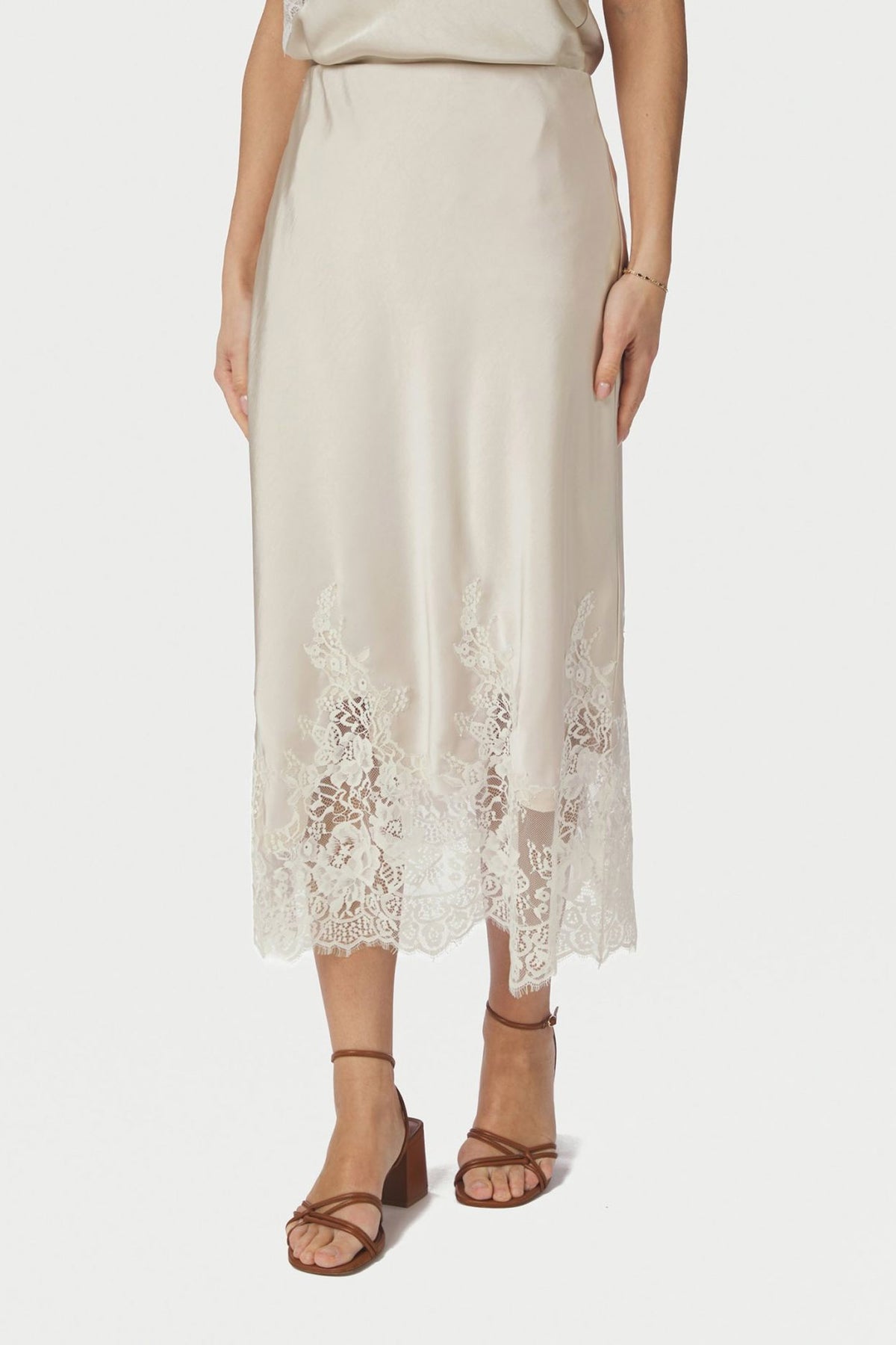 Yelina Heavy Sateen Skirt CHAMPAGNE - 169332