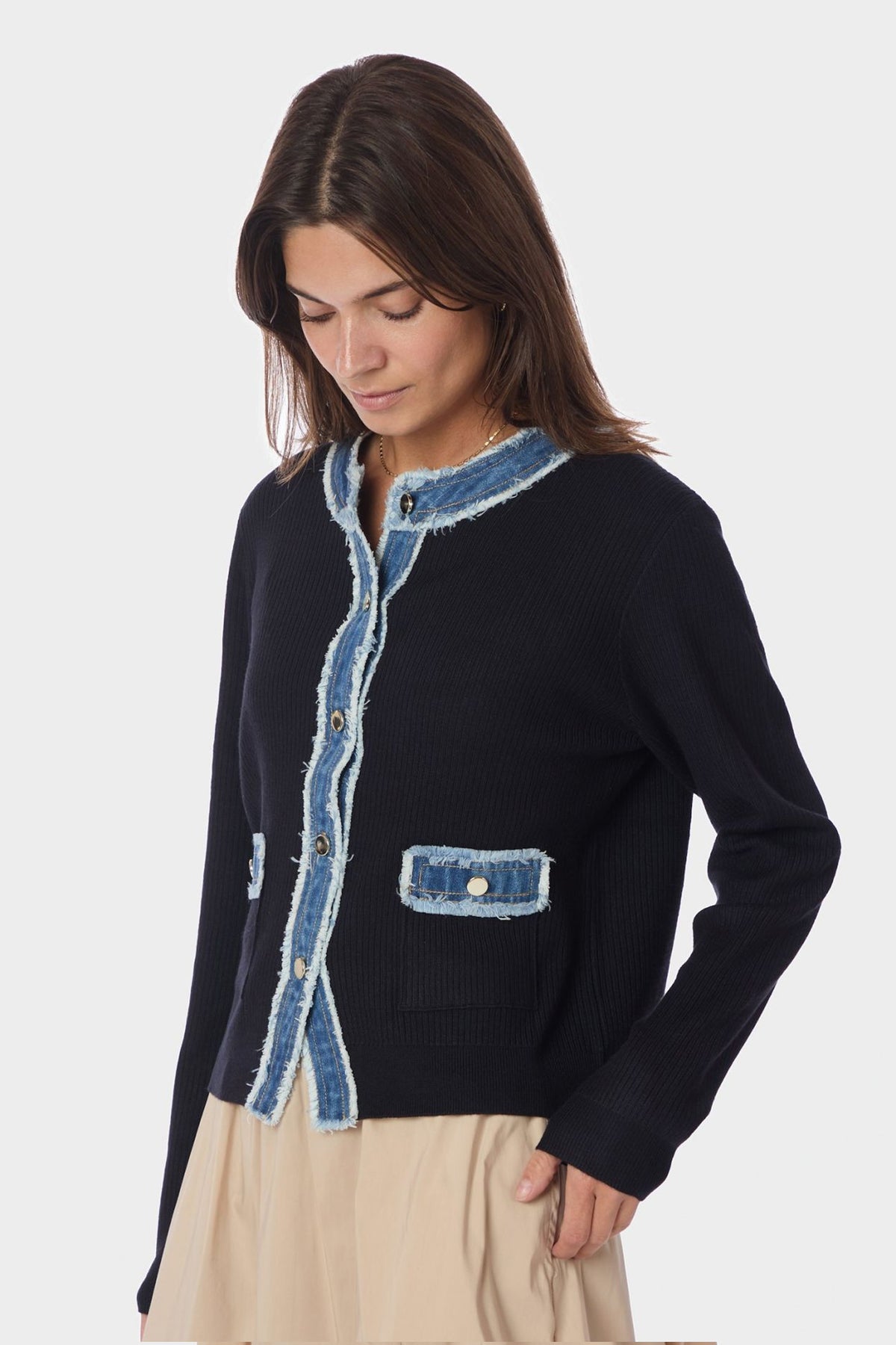 Zelma Knit Denim Cardigan Navy - 167245