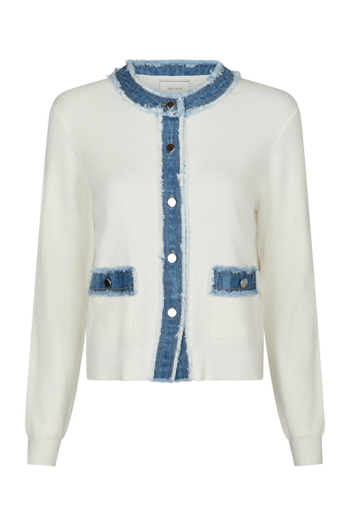 Zelma Knit Denim Cardigan OFF WHITE - 167245