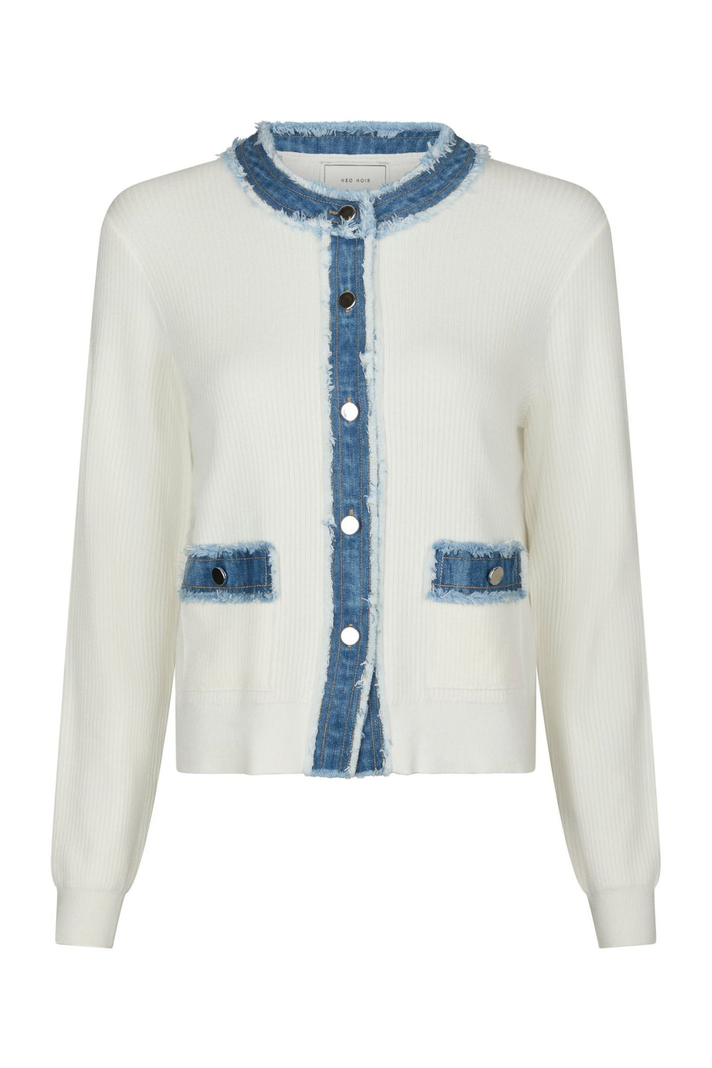 Zelma Knit Denim Cardigan OFF WHITE - 167245