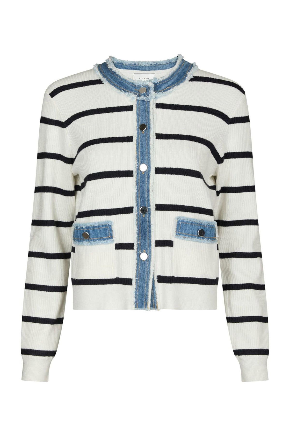 Zelma Stripe Denim Cardigan OFF WHITE - 169309