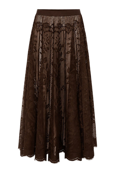 Collinsll Midi Skirt 87 Dark Mokka - 26493-2035 Thumbnail