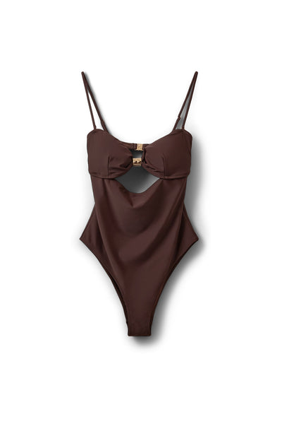 GALIASW SWIMSUIT WITH GOLDEN B 7162 Intense Brown - S262390 Thumbnail