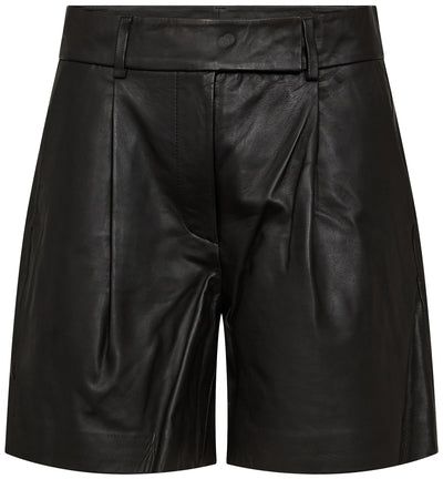 PhoebeCC Leather Pleat Shorts 96-Black - 31458 Thumbnail