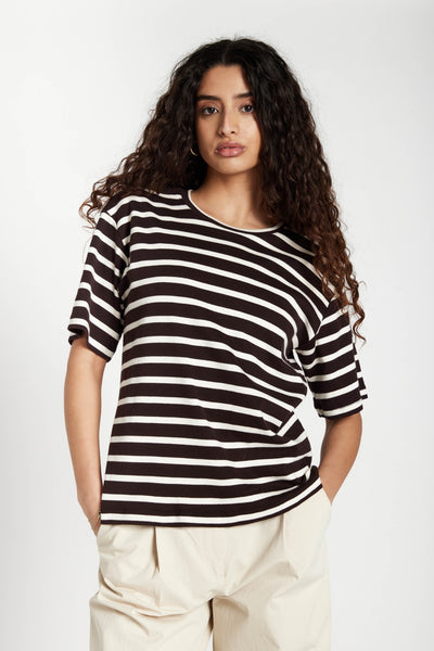 IguanuraBBBasic tee BROWN STRIPE - BBW5058 Thumbnail