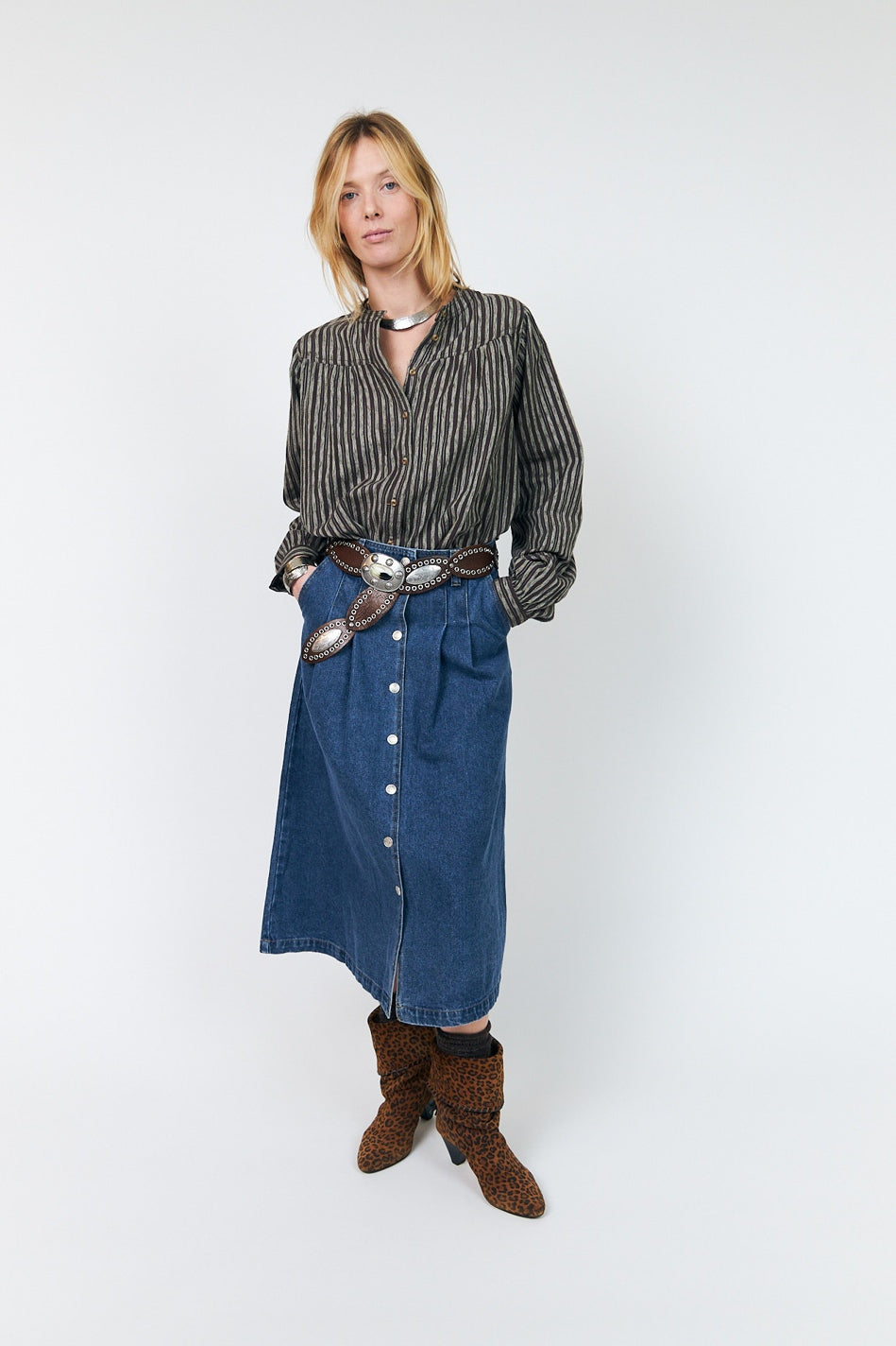 LennonLL Midi Skirt 23 Dark Blue - 26405-2002