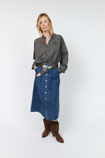 LennonLL Midi Skirt 23 Dark Blue - 26405-2002 Thumbnail