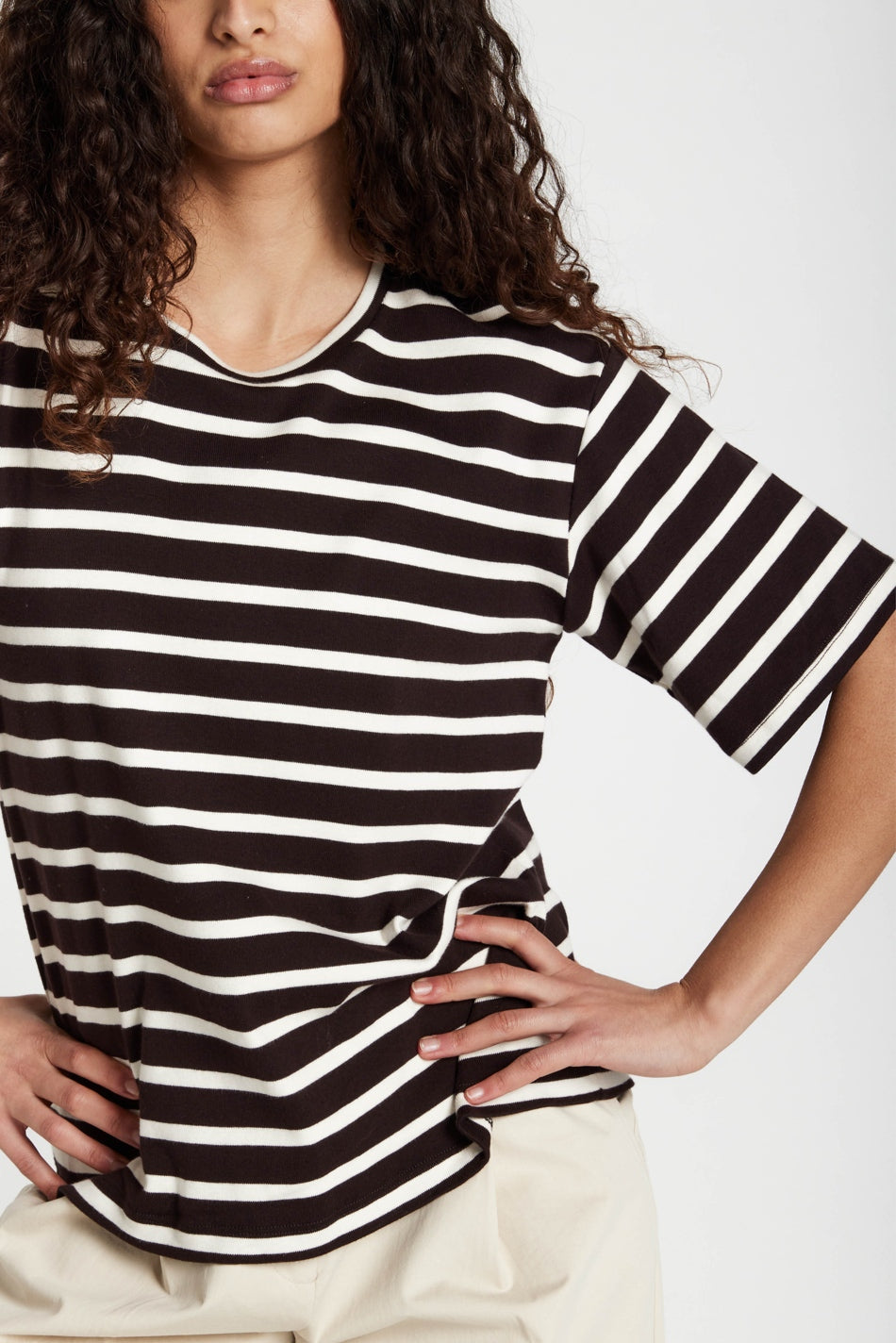 IguanuraBBBasic tee BROWN STRIPE - BBW5058