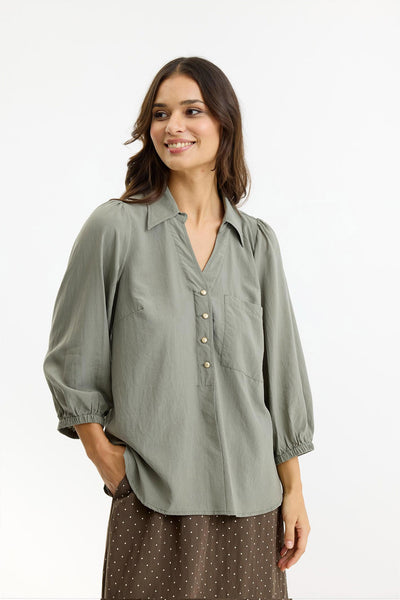 Karla blouse DUSTY GREEN - 16984 Thumbnail
