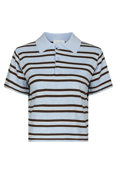 Mulann Polo Knit Blouse Light Blue - 165966 Thumbnail