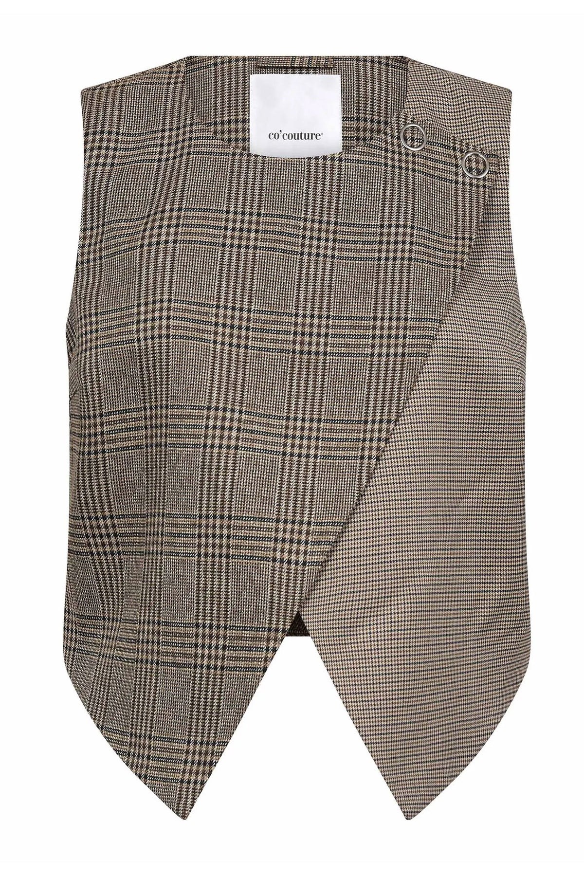 VeyaCC Check Wrap Vest 20002-Brown - 500142