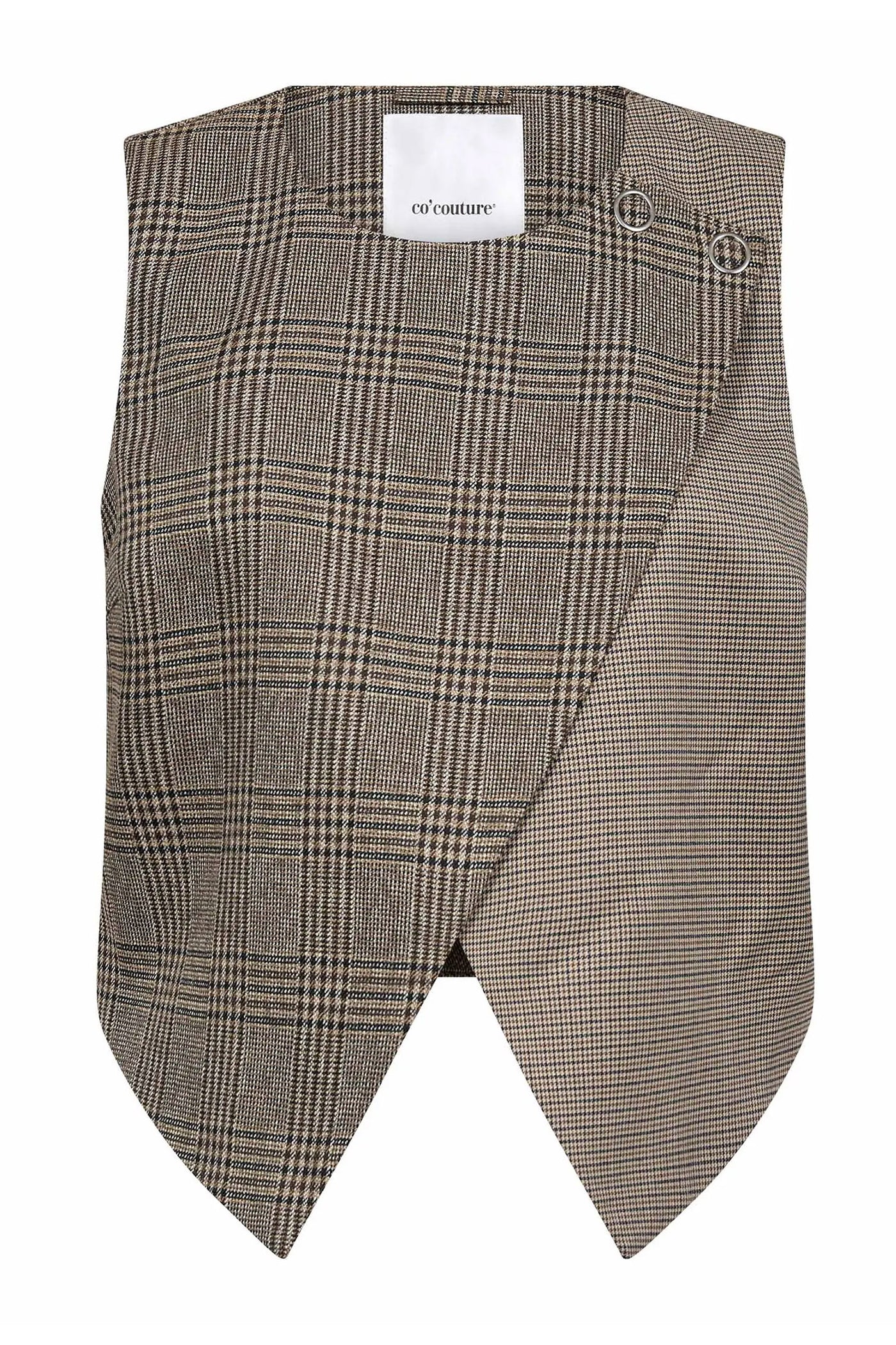 VeyaCC Check Wrap Vest 20002-Brown - 500142
