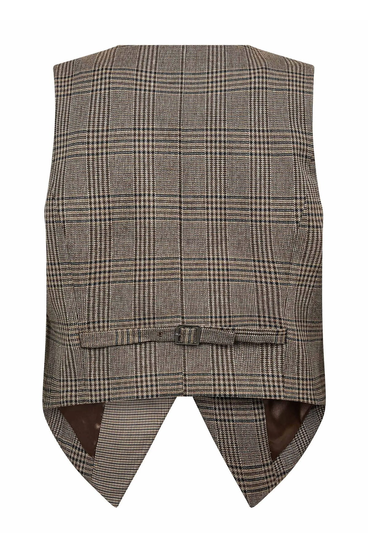 VeyaCC Check Wrap Vest 20002-Brown - 500142
