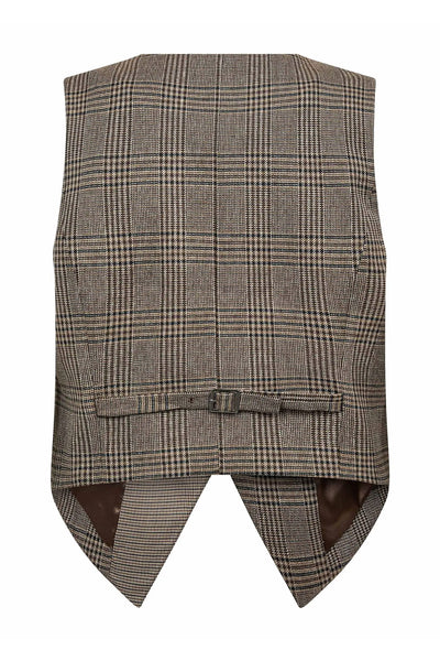 VeyaCC Check Wrap Vest 20002-Brown - 500142 Thumbnail