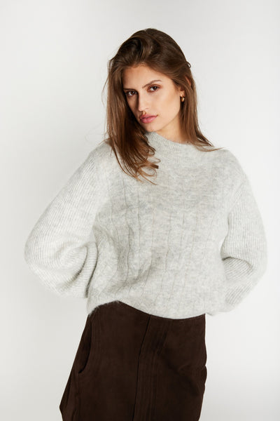 FluffyBBAmandra knit Light Grey Melange - BBW5076 Thumbnail