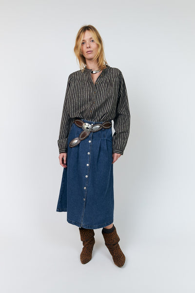 LennonLL Midi Skirt 23 Dark Blue - 26405-2002 Thumbnail