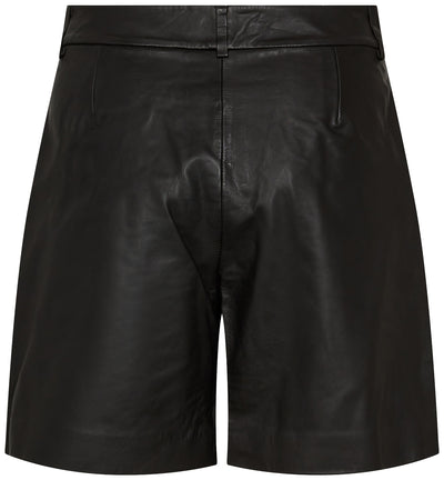 PhoebeCC Leather Pleat Shorts 96-Black - 31458 Thumbnail