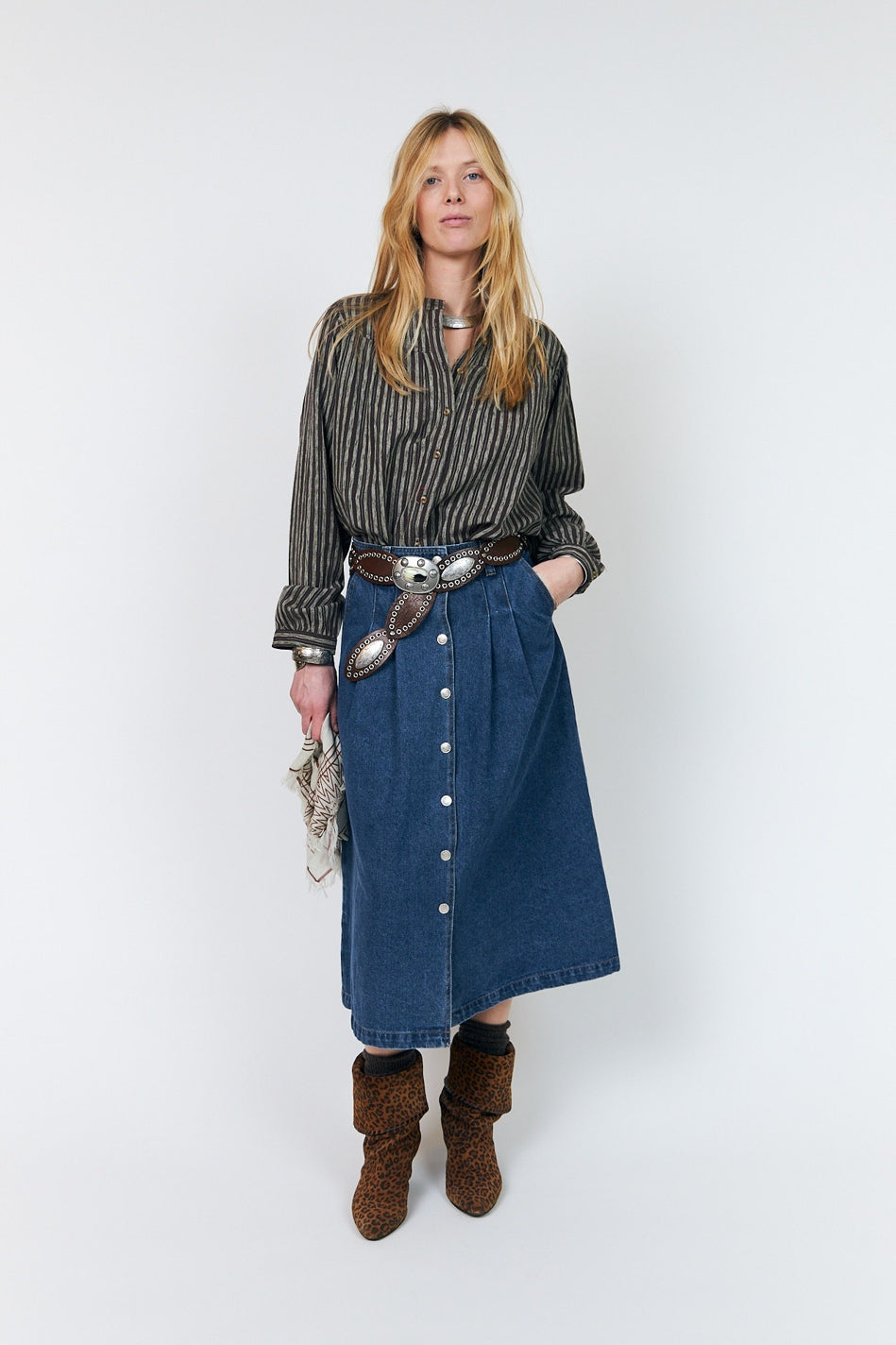 LennonLL Midi Skirt 23 Dark Blue - 26405-2002