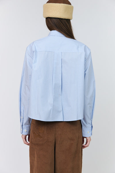 Marinall Cropped Shirt Ls Light Blue - 26416-1023 Thumbnail