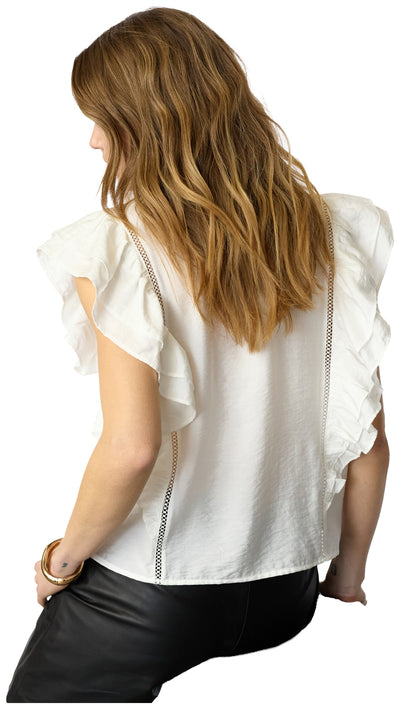 CallumCC Lace Frill V-Top 4000-White - 45172 Thumbnail