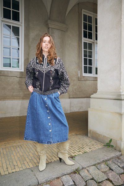 LennonLL Midi Skirt 23 Dark Blue - 26405-2002 Thumbnail