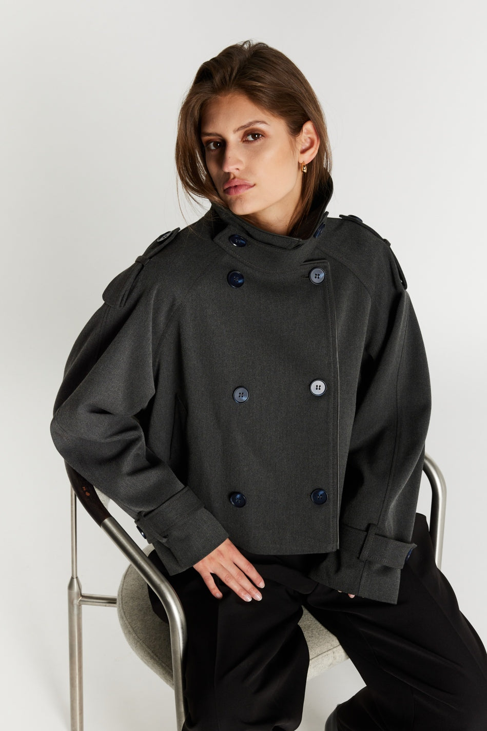 OncocaBBShort trenchcoat Grey - BBW5086